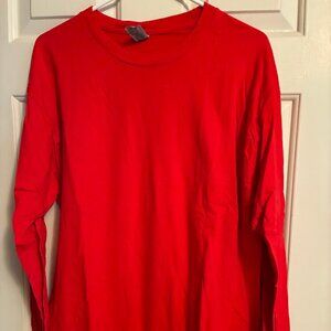 Mens Long Sleeve Red Shirt Size Large by Gildan